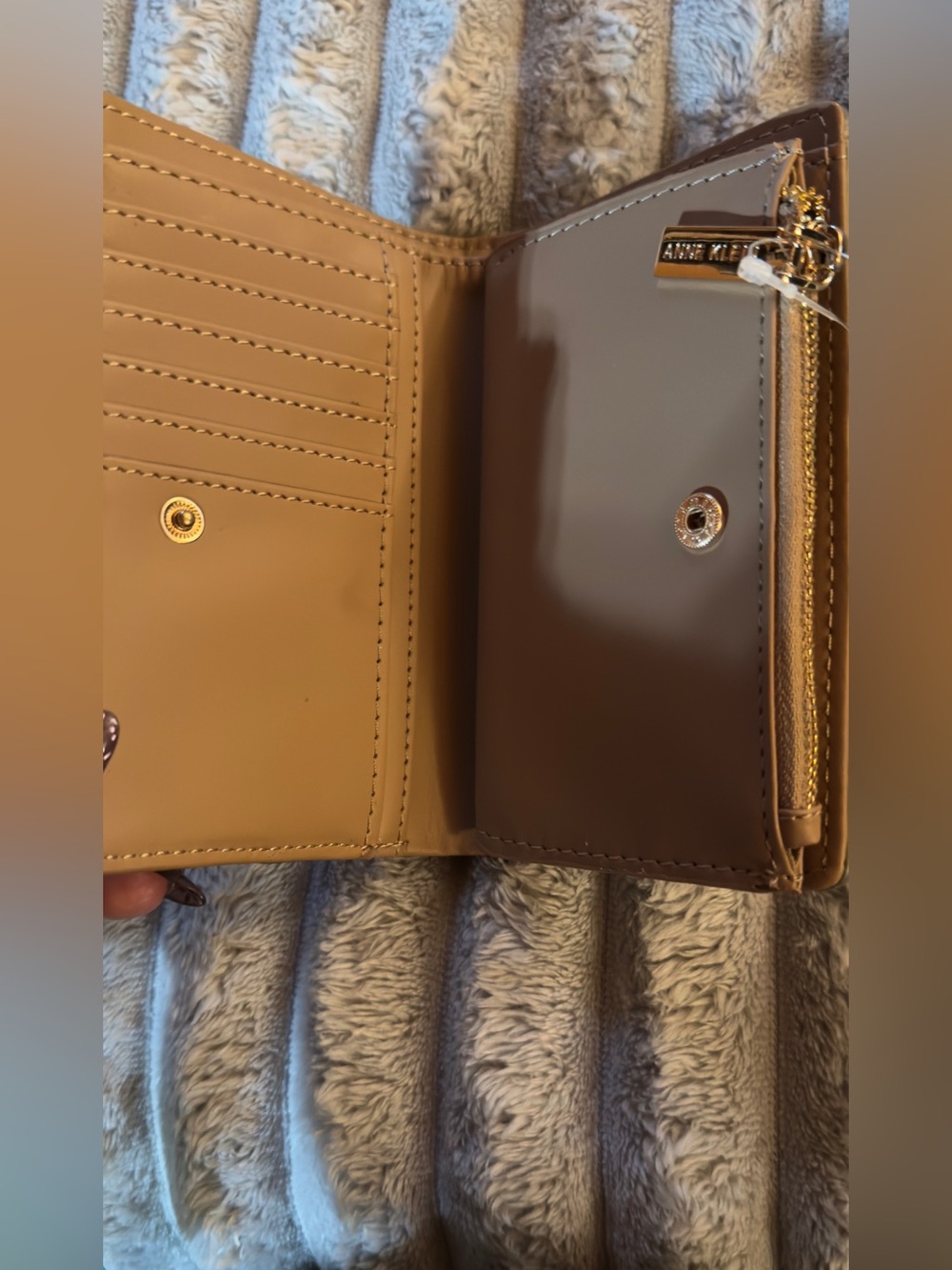 Anne Klein  Green Saffiano Zip Wallet with Gold Hardware - Picture 3 of 5